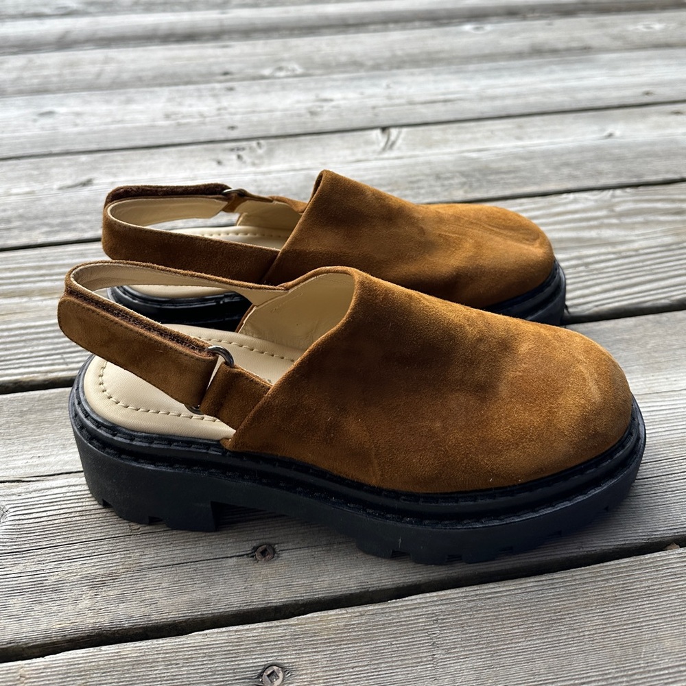 Poppy Barley Suede Brown Lug Mules